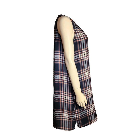 Ann Taylor Loft Dress Womens Size M Outlet Blue Pink Plaid Sleeveless Pullover - Picture 4 of 6